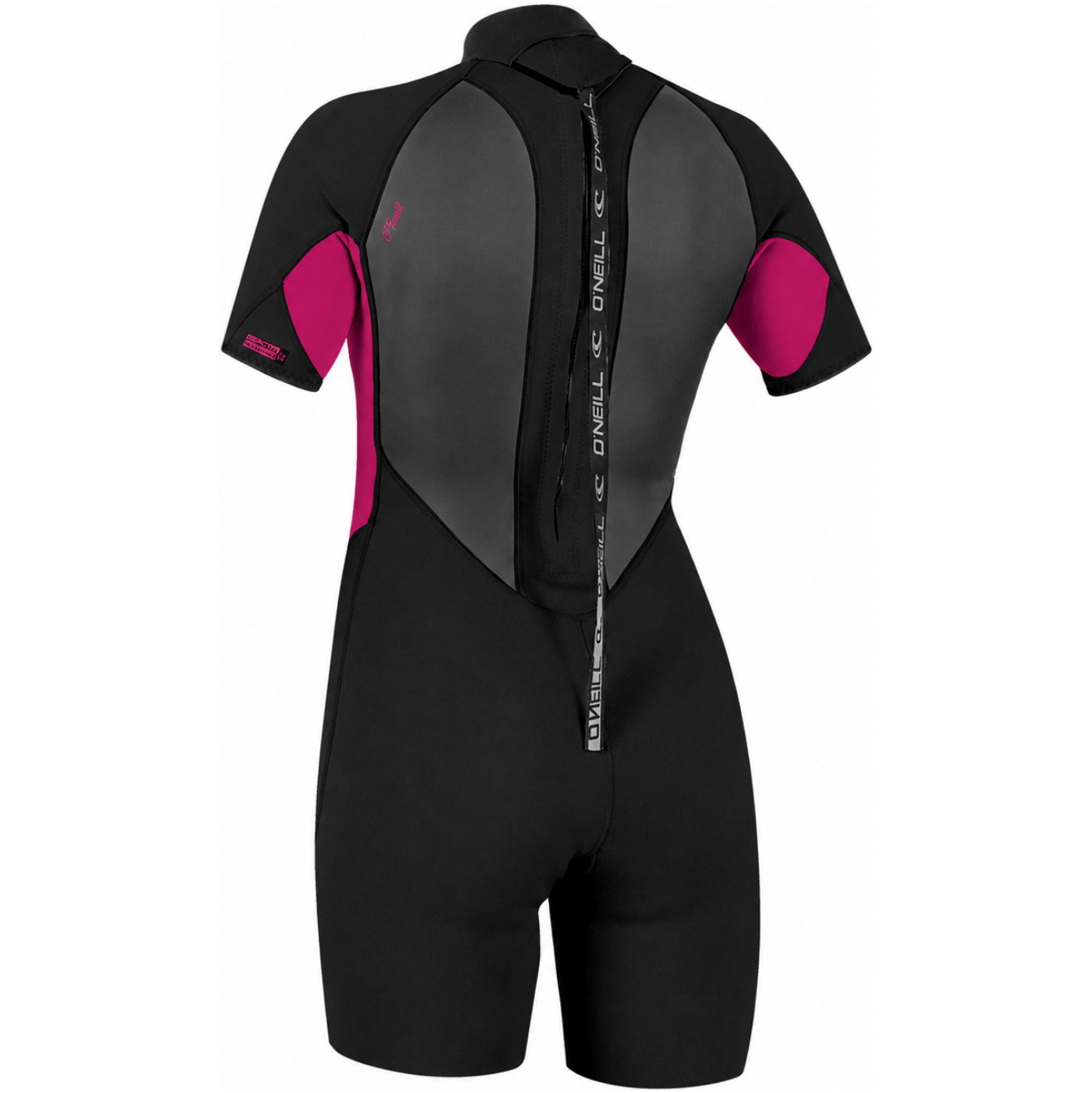 2026 O'Neill Dames Reactor-2 2mm Rug Ritssluiting Shorty Wetsuit 5043B - Black / Punk Pink